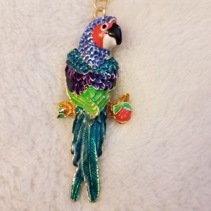 Rhinestone Parrot Keychain / Purse Charm